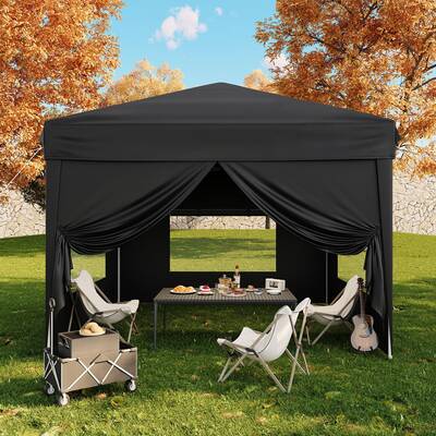 Garvee 10x10 Pop Up Canopy Tent with 4 SideWalls, Easy Up Canopy with 3 Adjustable Height, Outdoor Sun Shade with 4 Sandbags ...