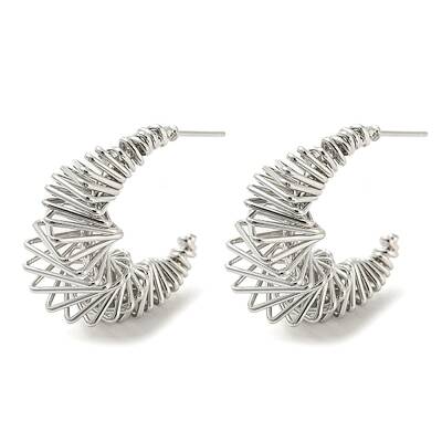 Brass Crescent Moon Stud Earrings