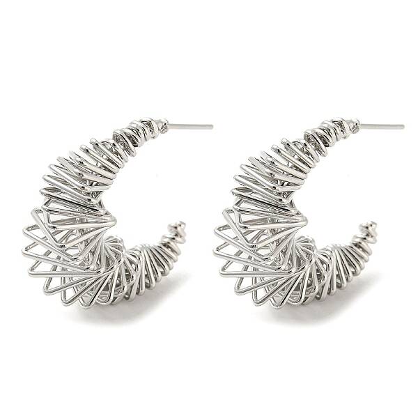 Brass Crescent Moon Stud Earrings
