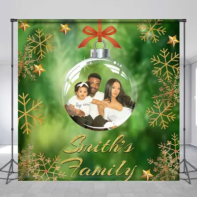 Bauble Green Snow Custom Family Christmas Backdrop - Aperturee