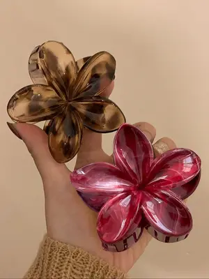 Fashionable Leopard & Ombre Flower Design Hair Claws, Elegant Simple Minimalist Style Hair Accessories for Women, Suitable fo...
