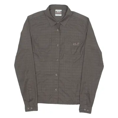 JACK WOLFSKIN Athletic Fit Womens Shirt Green Check Long Sleeve UK 10
