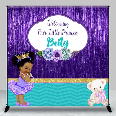 Royal Purple Baby Shower Personalized Backdrop For Girl - Aperturee