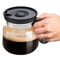 16 Oz Glass Coffee Mug in Coffee Pot Shape 4” Tall – Compact Carafe Design with Sip Lid | Fun Gift for Coffee Lovers | Cu...
