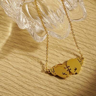 Stylish Stainless Steel Boxing Glove Pendant Necklace for Women's Daily Wear.