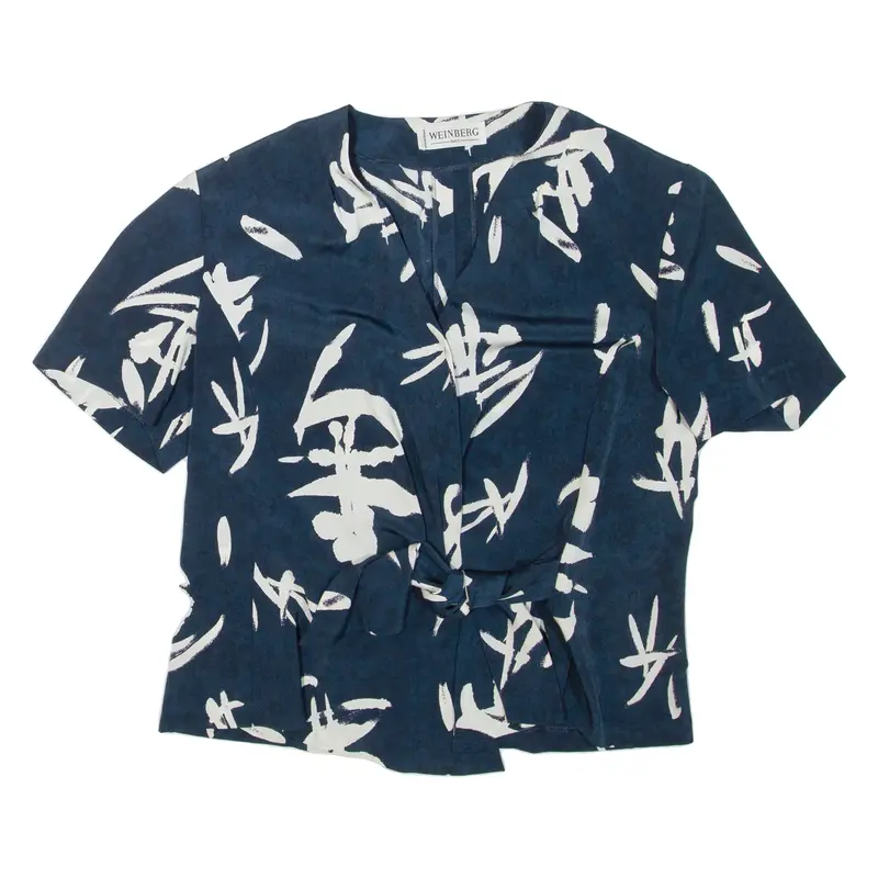WEINBERG PARIS Womens Printed Blouse Blue V-Neck M