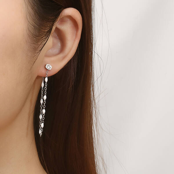 Stylish Stainless Steel Tassel Stud Earrings