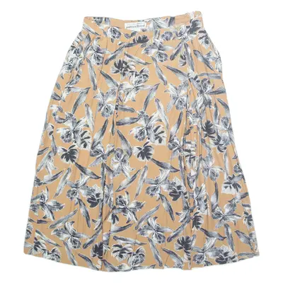 PATRICE BREAL Womens A-Line Skirt Brown Midi Viscose Floral M