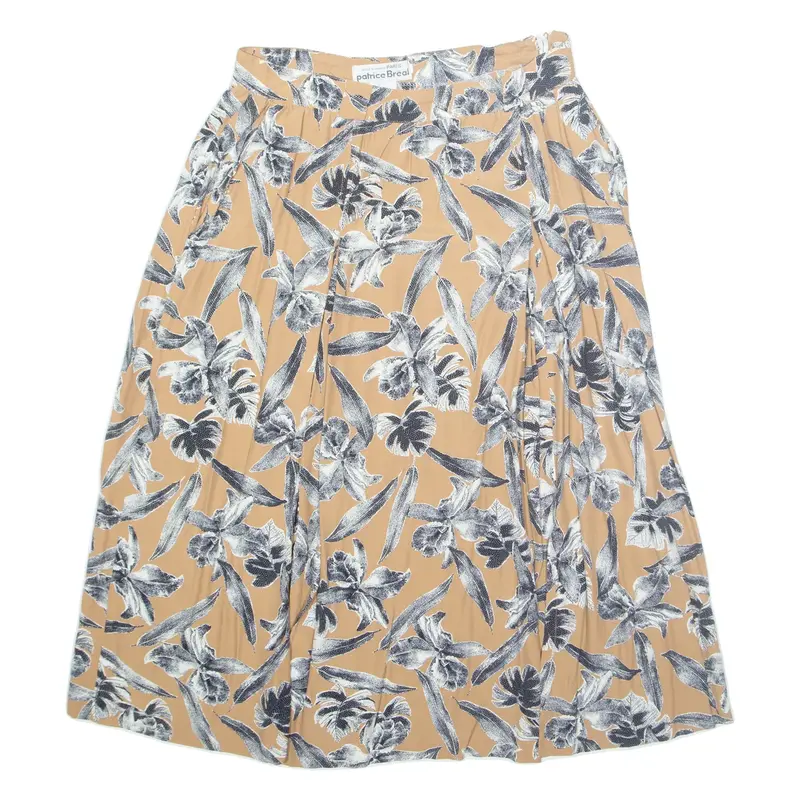 PATRICE BREAL Womens A-Line Skirt Brown Midi Viscose Floral M