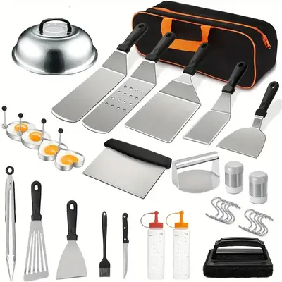 33PCS Griddle Accessories Kit, Flat Top Grill Accessories Set for Blackstone and Camp Chef, Grill Spatula Set with Enlarged S...