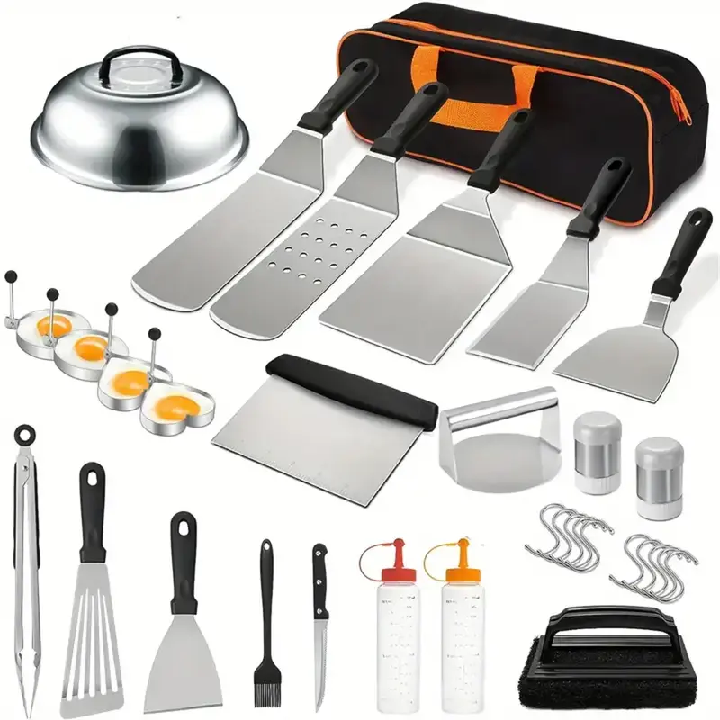 33PCS Griddle Accessories Kit, Flat Top Grill Accessories Set for Blackstone and Camp Chef, Grill Spatula Set with Enlarged S...