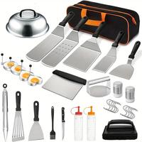 33PCS Griddle Accessories Kit, Flat Top Grill Accessories Set for Blackstone and Camp Chef, Grill Spatula Set with Enlarged S...