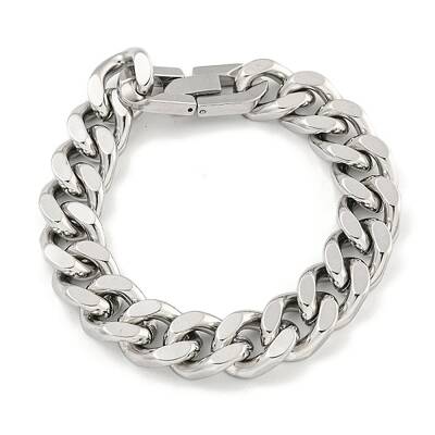 Non-Tarnish 201 Stainless Steel Cuban Link Chain Bracelets for Women and Men
