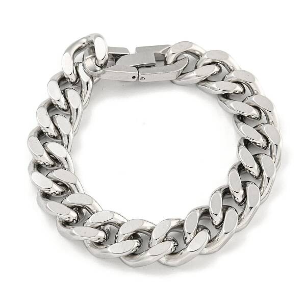 Non-Tarnish 201 Stainless Steel Cuban Link Chain Bracelets for Women and Men
