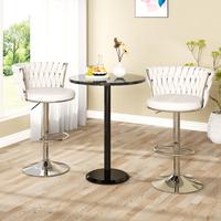 AWQM Velvet Bar Stools Set of 2, Modern Swivel Bar Chairs with Adjustable Height, Upholstered Kitchen Island Chairs in Beige,...