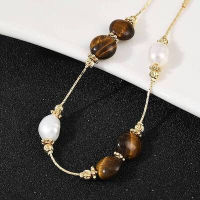 Brass Natural Freshwater Pearl Beaded Bracelets for Women