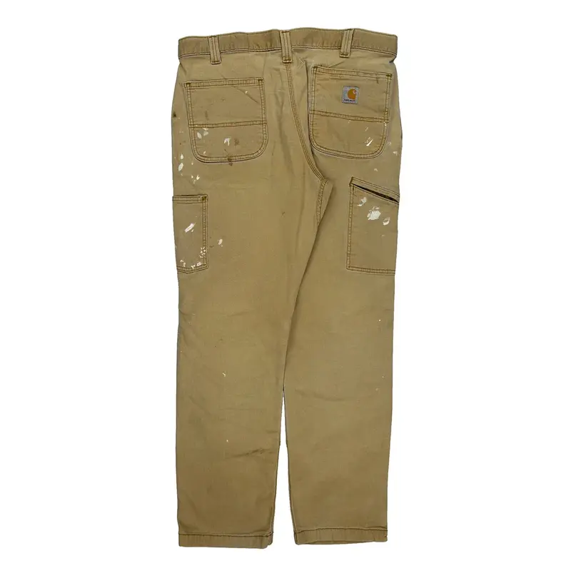 Relaxed Fit Carhartt Double Knee Trousers - 35W 31L Beige Cotton Blend