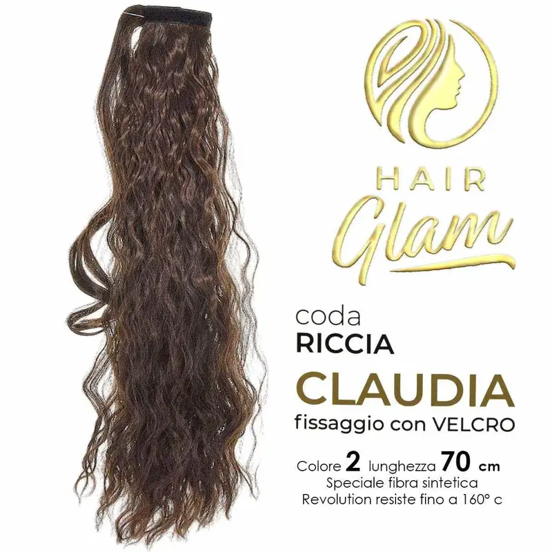 HAIR GLAM CLAUDIA CURLY PONY WITH VELCRO FIBER REVOLUTION 2 70cm