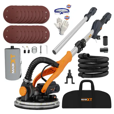 MAXXT Drywall Sander Electric Foldable With Vacuum REAL Self-priming System LED Light Variable Speed 120V Long Version ...