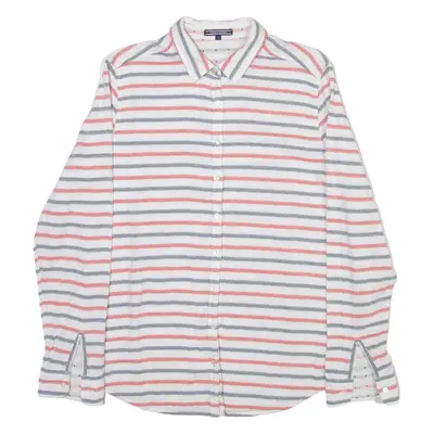 TOMMY HILFIGER Womens Shirt White Striped Long Sleeve UK 10