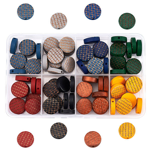 Painted Natural Wood Beads
