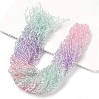 Transparent Painted Glass Beads Strands
