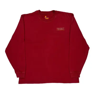 Carhartt Long Sleeve T-Shirt - Large Red Cotton