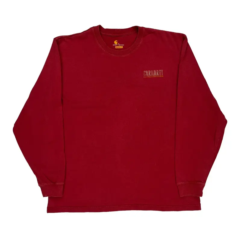 Carhartt Long Sleeve T-Shirt - Large Red Cotton