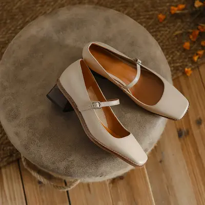 CHIKO Anechka Square Toe Block Heels Mary Jane Shoes