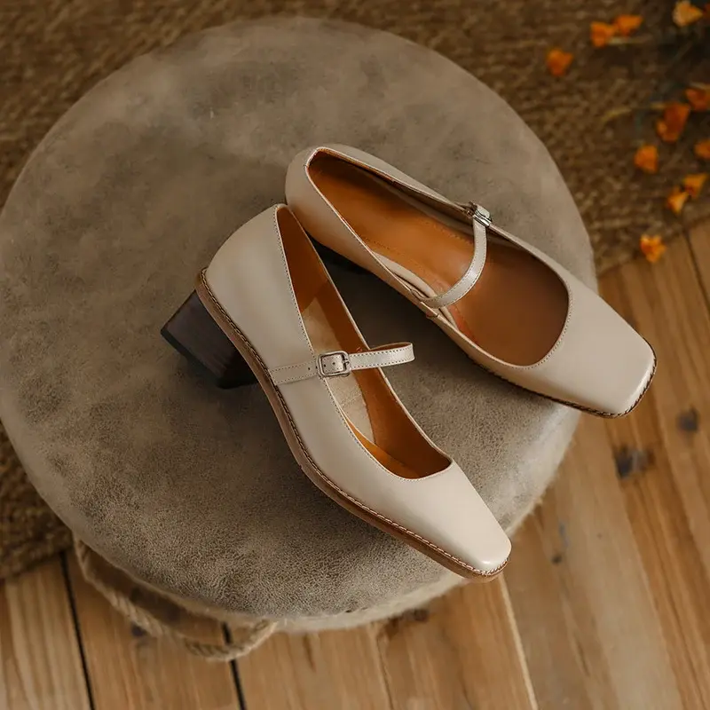 CHIKO Anechka Square Toe Block Heels Mary Jane Shoes