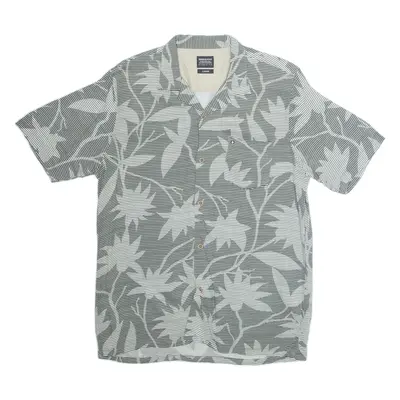 DUNKELVOLK Classic Fit Mens Shirt Green Viscose Floral L