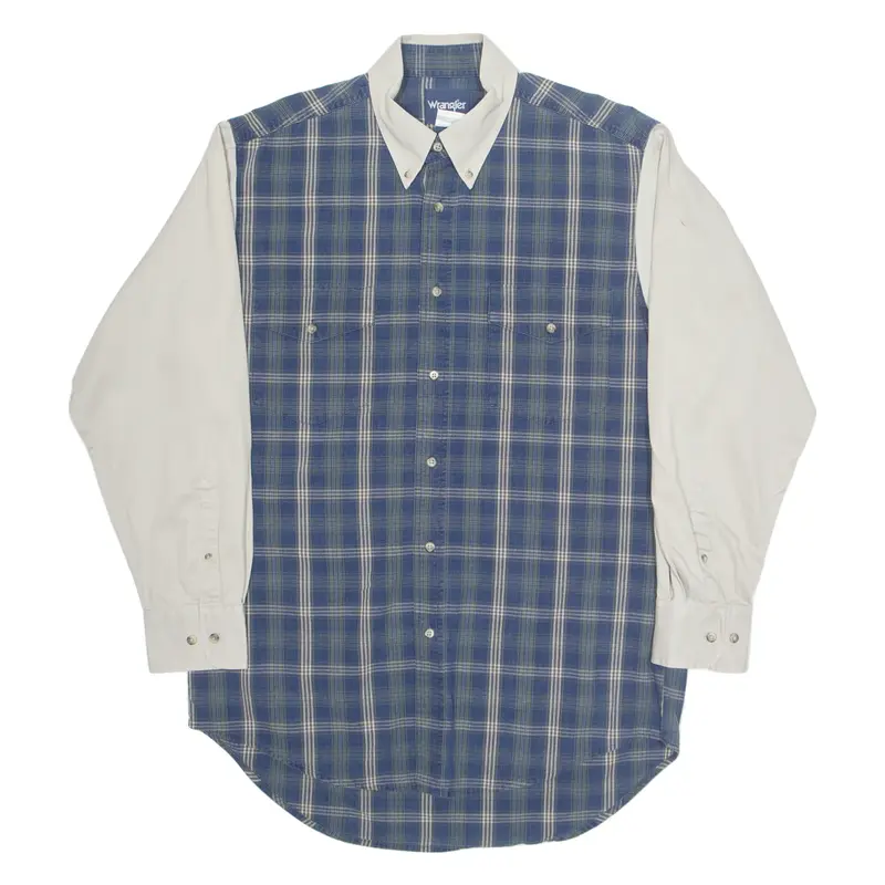 WRANGLER Mens Shirt Blue Check Long Sleeve XL