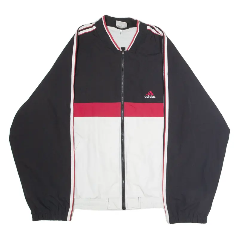 ADIDAS Mens Track Jacket Black 90s Colourblock L