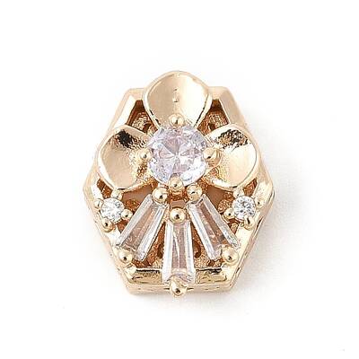 Brass Micro Pave Cubic Zirconia Beads