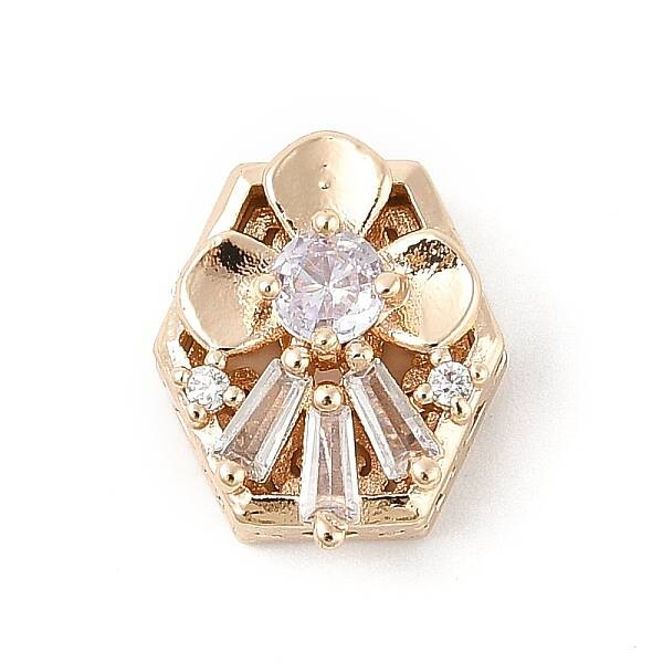 Brass Micro Pave Cubic Zirconia Beads
