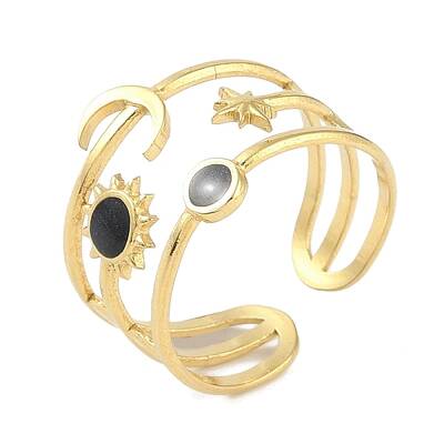 Ion Plating(IP) 304 Stainless Steel Enamel Cuff Finger Rings