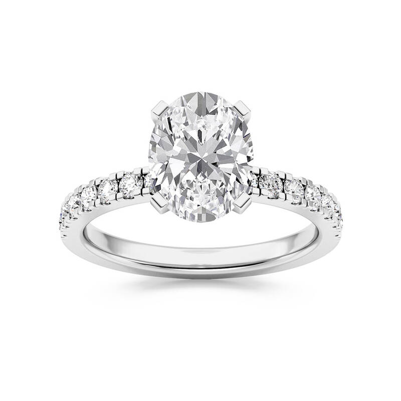 Troy Two Tone Oval Lab Grown Diamond Engagement Ring | 14K White Gold 2 7/8 CT. TW.