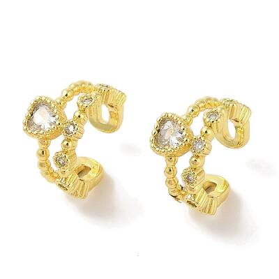 Brass Micro Pave Clear Cubic Zirconia Cuff Earrings for Women