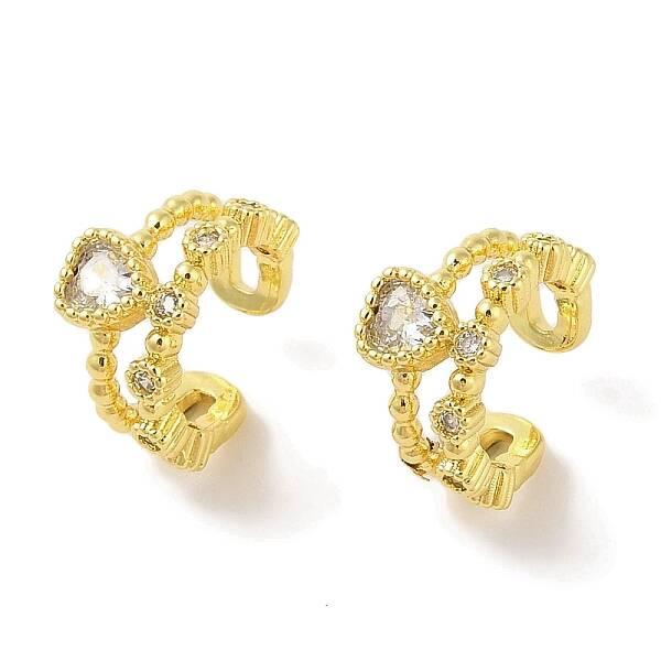Brass Micro Pave Clear Cubic Zirconia Cuff Earrings for Women