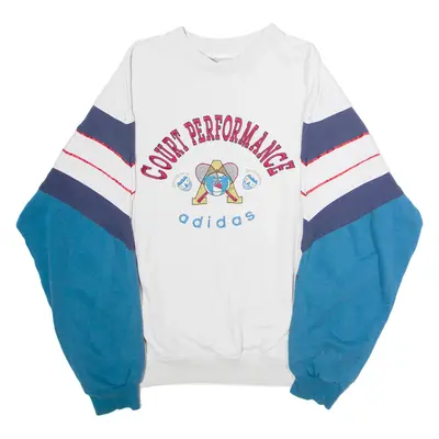 ADIDAS ORIGINALS Court Performance Mens Sweatshirt White Crew Neck 90s L
