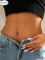 Women's Elegant Adjustable Waist Chain, 2 Counts Exquisite Trendy Waist Chain, Chic Body Jewelry for Party & Daily Clothing D...