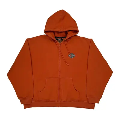 Harley Davidson Graphic Hoodie - 2XL Orange Cotton Blend