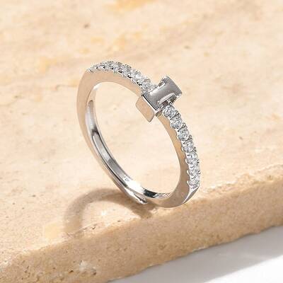 S925 Sterling Silver Adjustable Letter Rings for Women