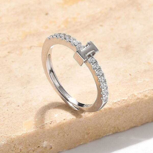 S925 Sterling Silver Adjustable Letter Rings for Women