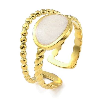 304 Stainless Steel Enamel Open Cuff Rings for Women