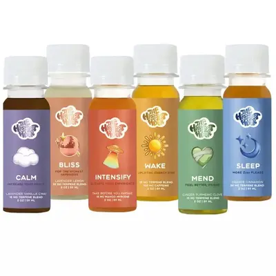 The Happiest Hour Mood Menu - Natural Wellness Terpene Supplement Drinks - Wake, Intensify, Bliss, Calm, Sleep, Mend, Curb - ...