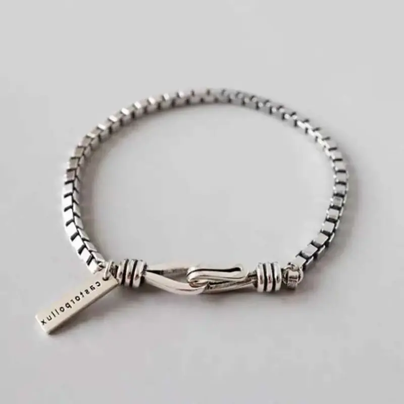 Buckle bracelet silver stainless steel Cuban square hand jewelry unisex