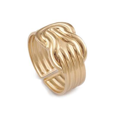Ion Plating(IP) 304 Stainless Steel Knot Open Cuff Rings for Women