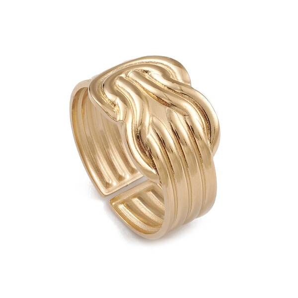 Ion Plating(IP) 304 Stainless Steel Knot Open Cuff Rings for Women
