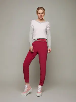 BARCHAN | Sandwashed Silk Contrast Detail Jogger | Colour: CERISE | Size: XXS